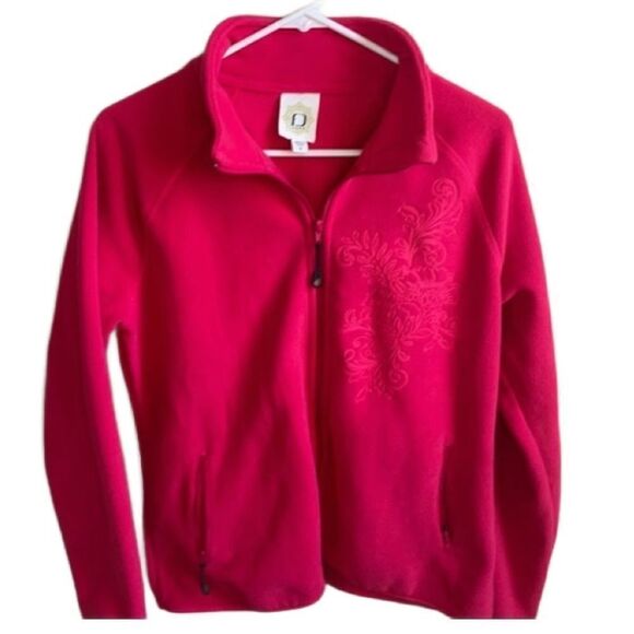 FUDA Bright Red Full Zip Cozy Fleece w/Embroidered Design & Pockets (Size: Med) - Picture 3 of 14